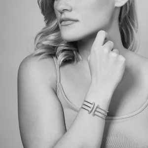 Corset Pavé Cuff 3 Bar - Sterling Silver   CZ Noir