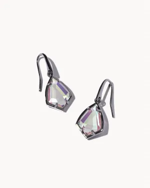 Cory Gunmetal Drop Earrings In Light Gray Dichroic Glass