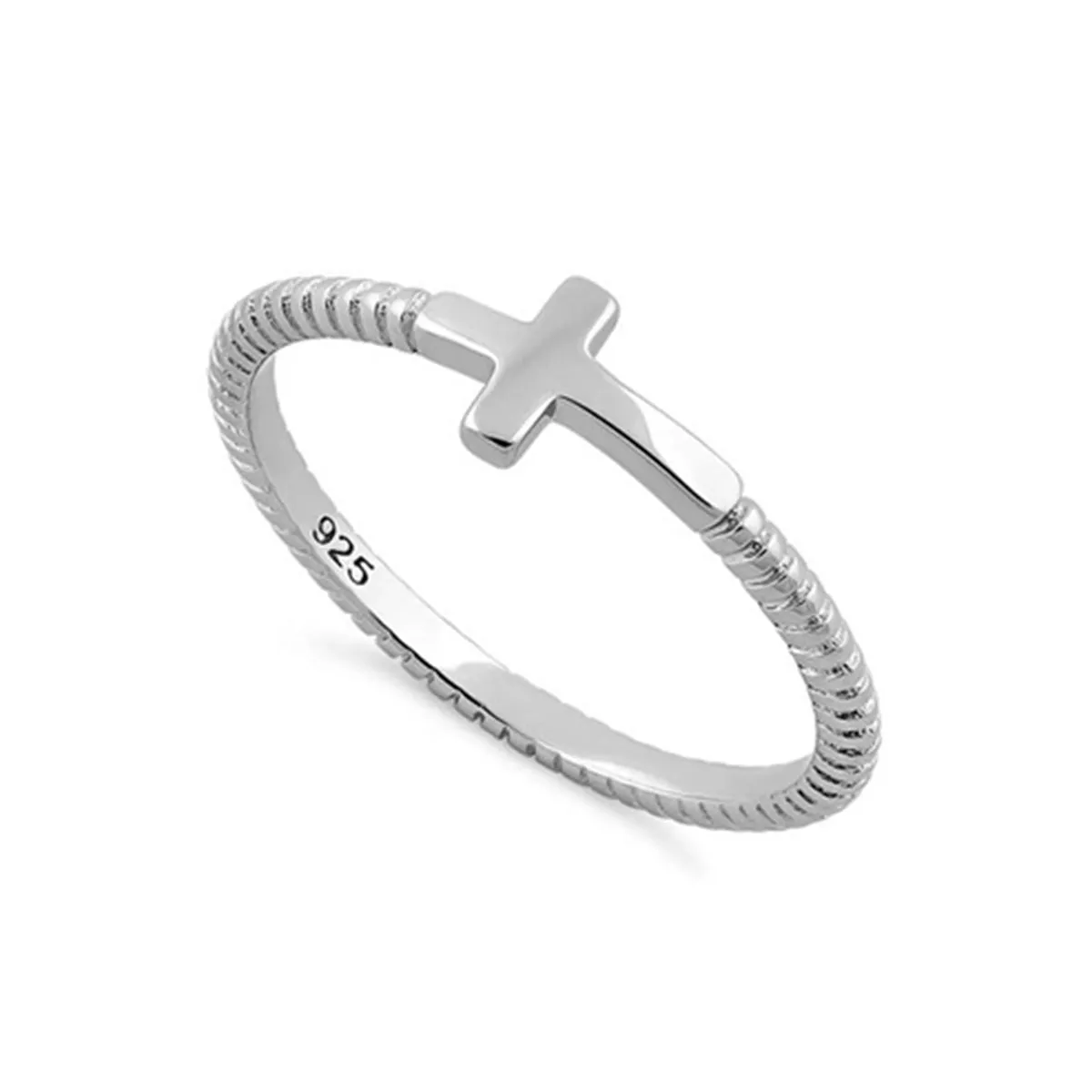 Cross Style Stackable 925 Sterling Silver Ring