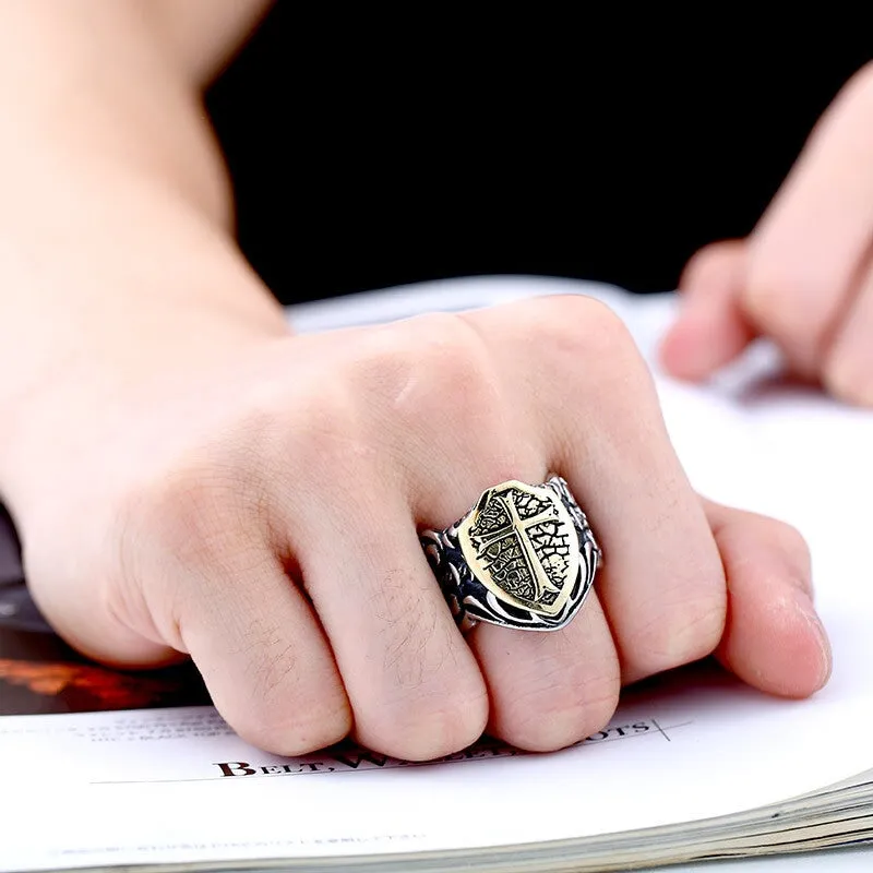 Crusader Shield Steel Ring