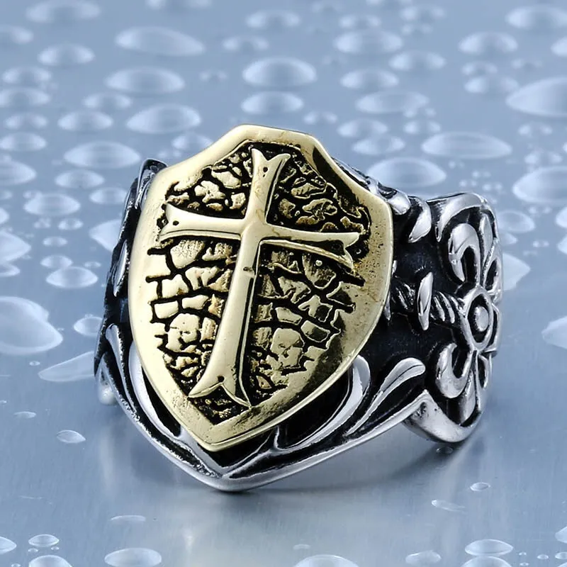 Crusader Shield Steel Ring