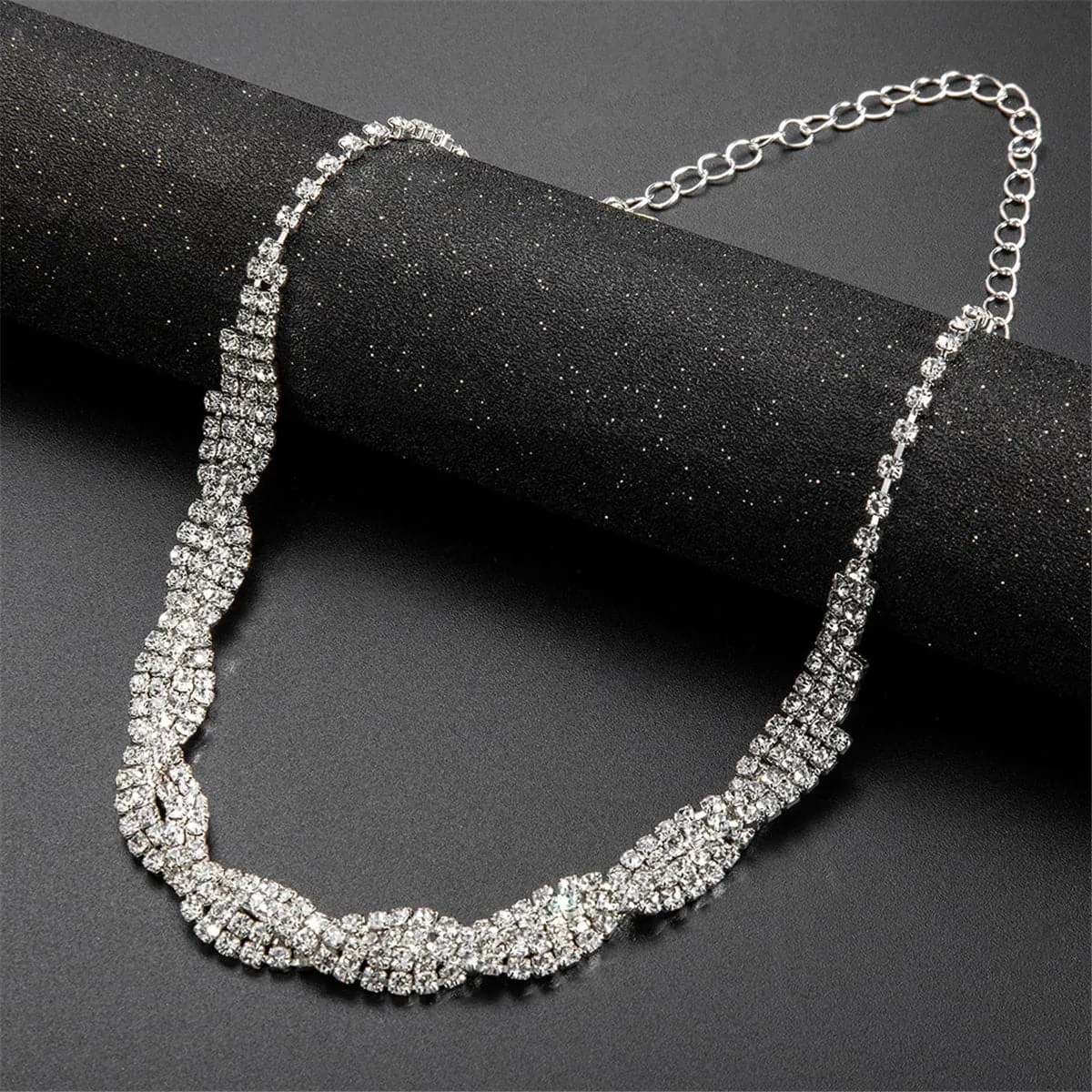 Cubic Zirconia & Silver-Plated Linear Drop Earrings & Necklace