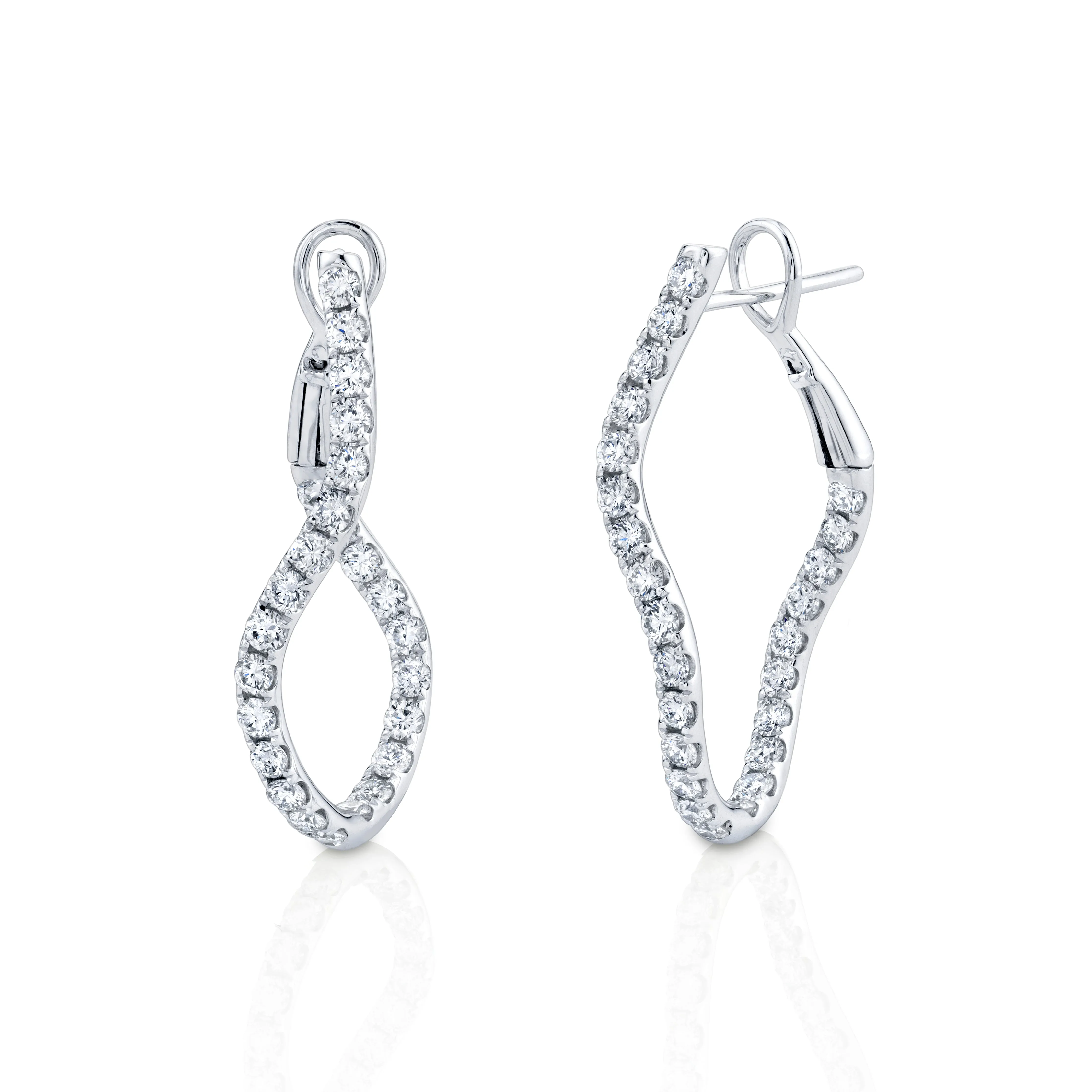 Curved Diamond Hoop Earrings