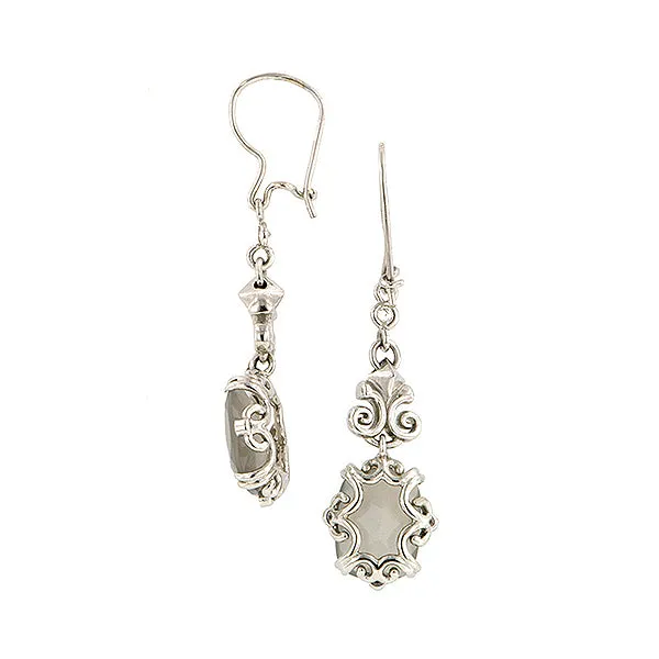 Cushion Moonstone & Diamond Drop Earrings- Heirloom by Doyle & Doyle