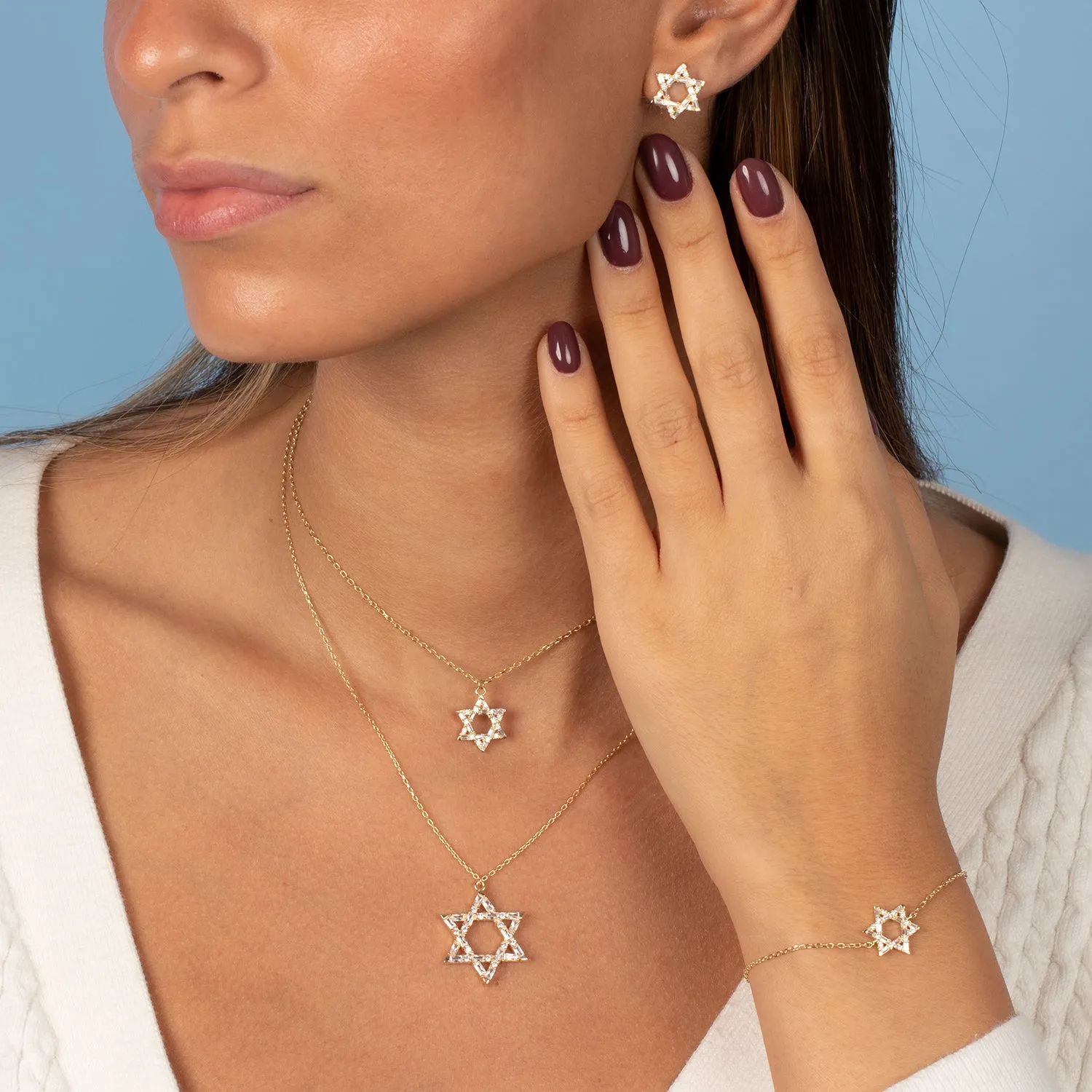 CZ Baguette Star Of David Bracelet