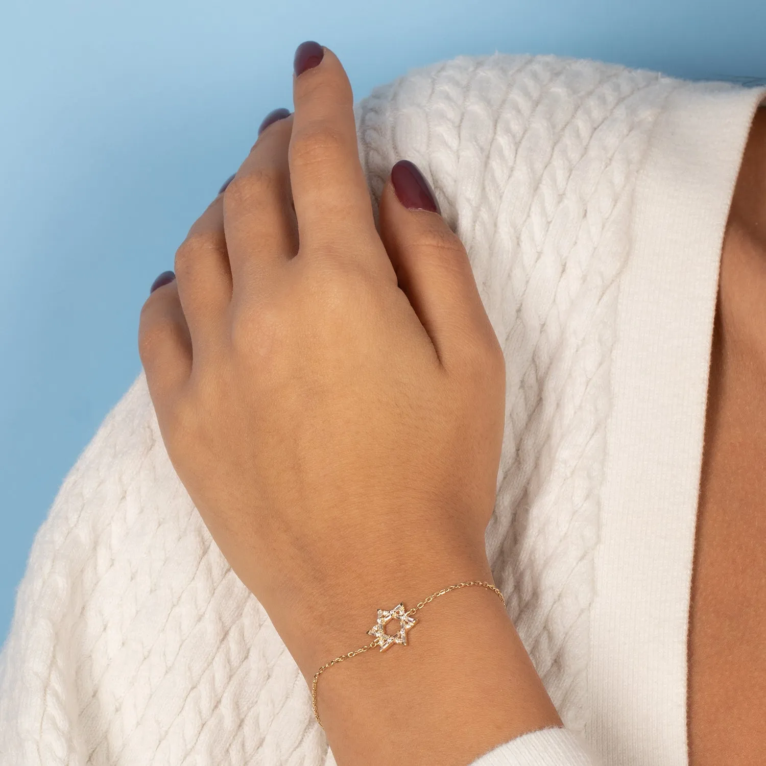 CZ Baguette Star Of David Bracelet