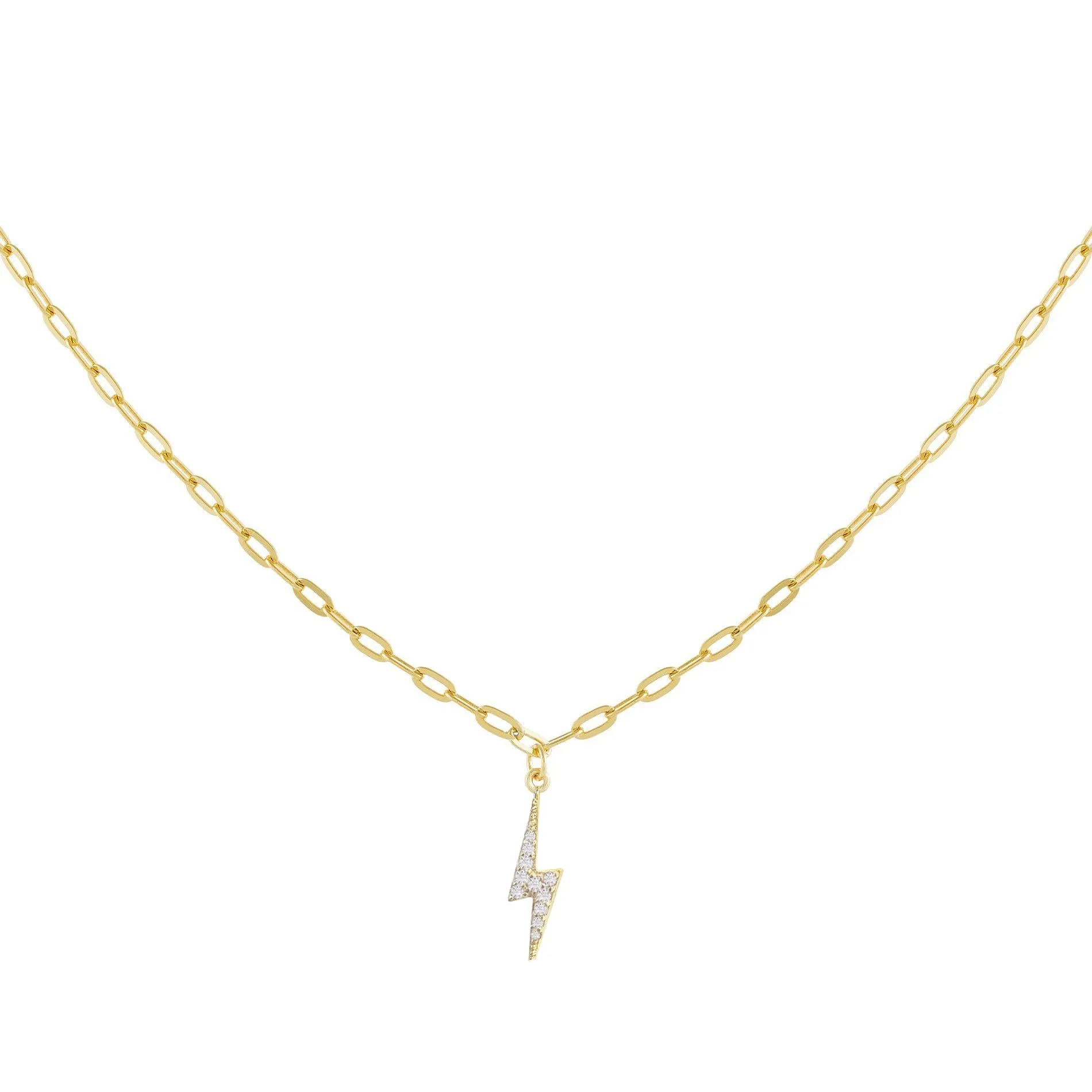 CZ Lightning Bolt Link Necklace