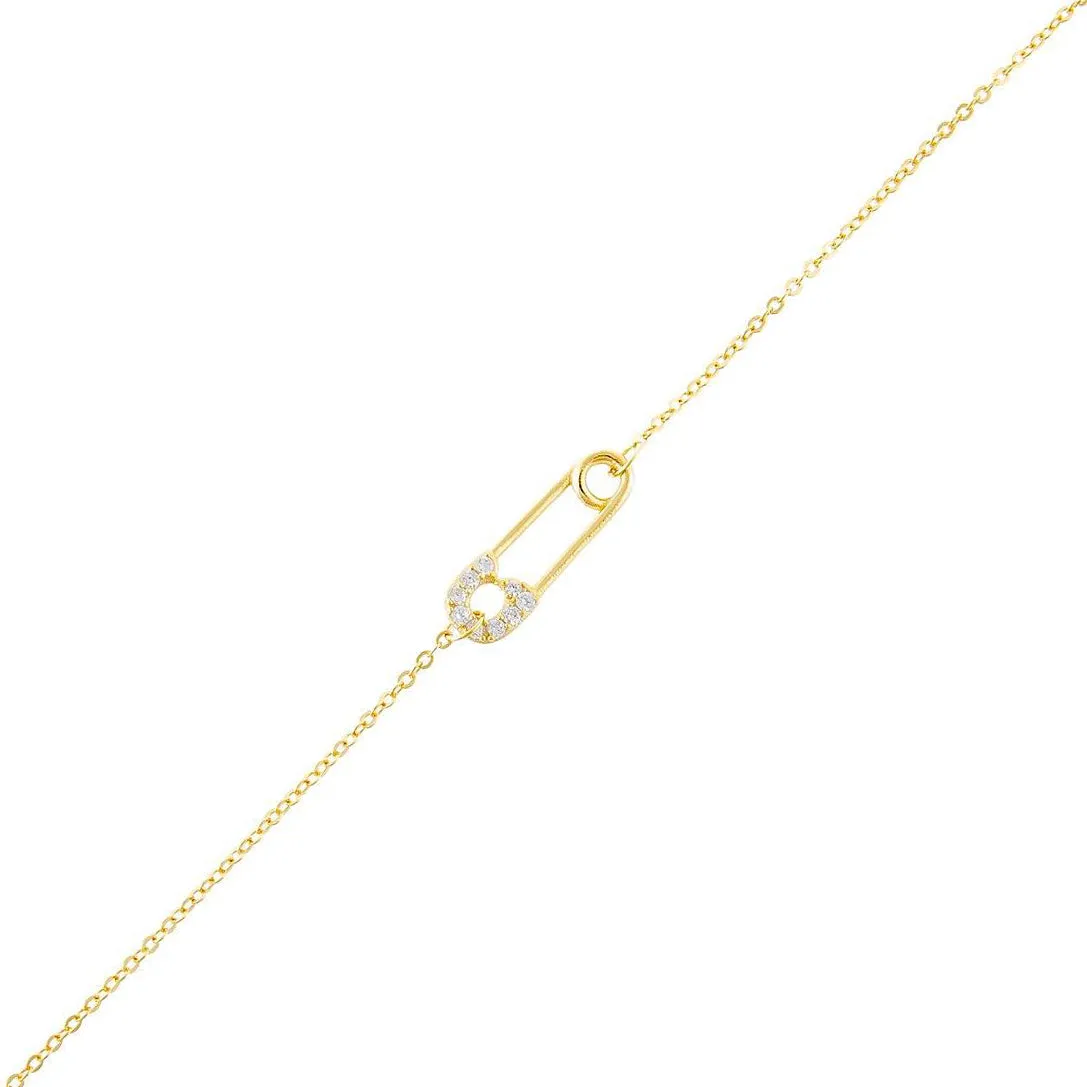 CZ Safety Pin Bracelet