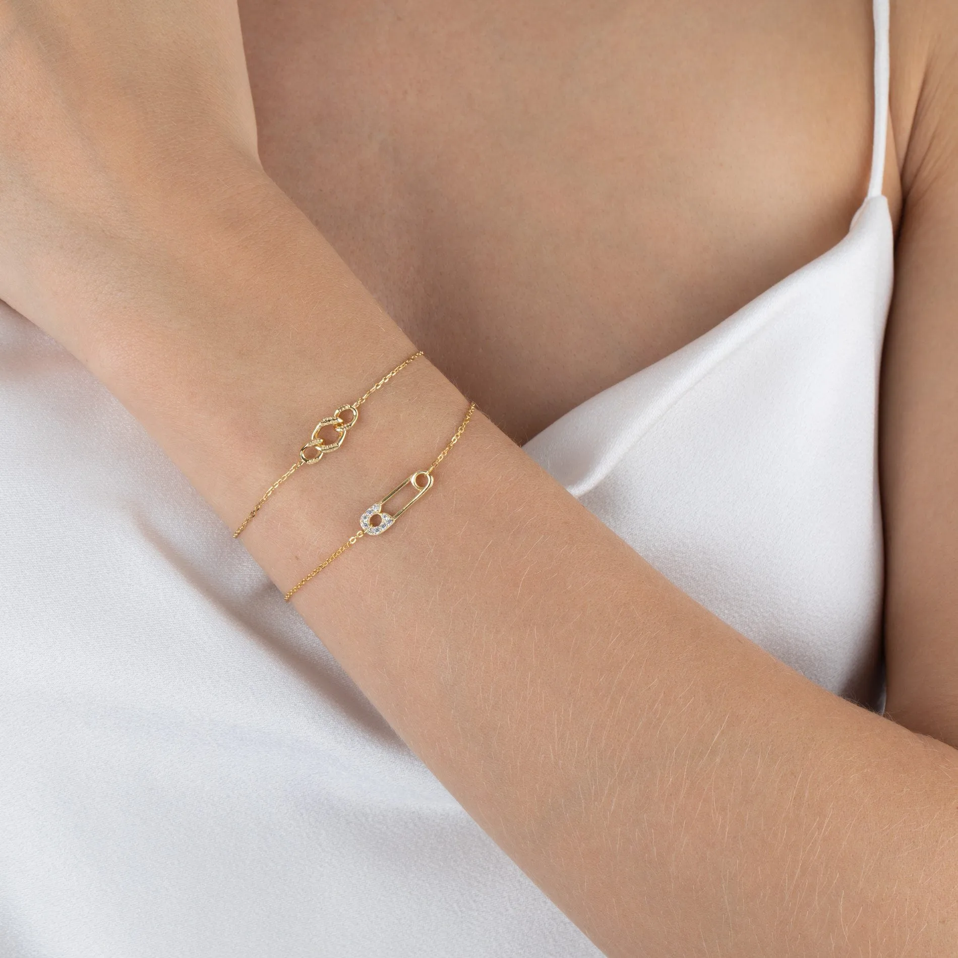 CZ Safety Pin Bracelet