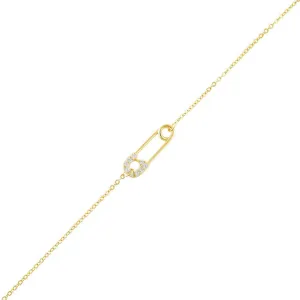 CZ Safety Pin Bracelet