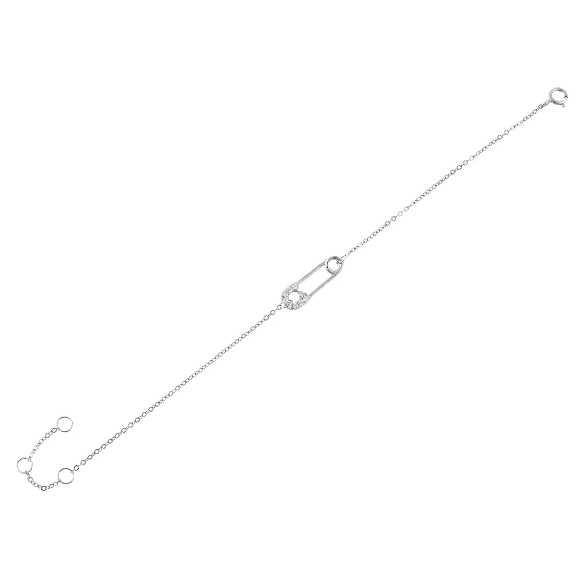 CZ Safety Pin Bracelet