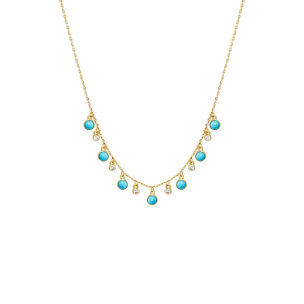 CZ X Turquoise Bezel Shaker Necklace