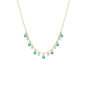 CZ X Turquoise Bezel Shaker Necklace