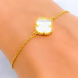 Dainty Delicate 21k Gold Clover Bracelet