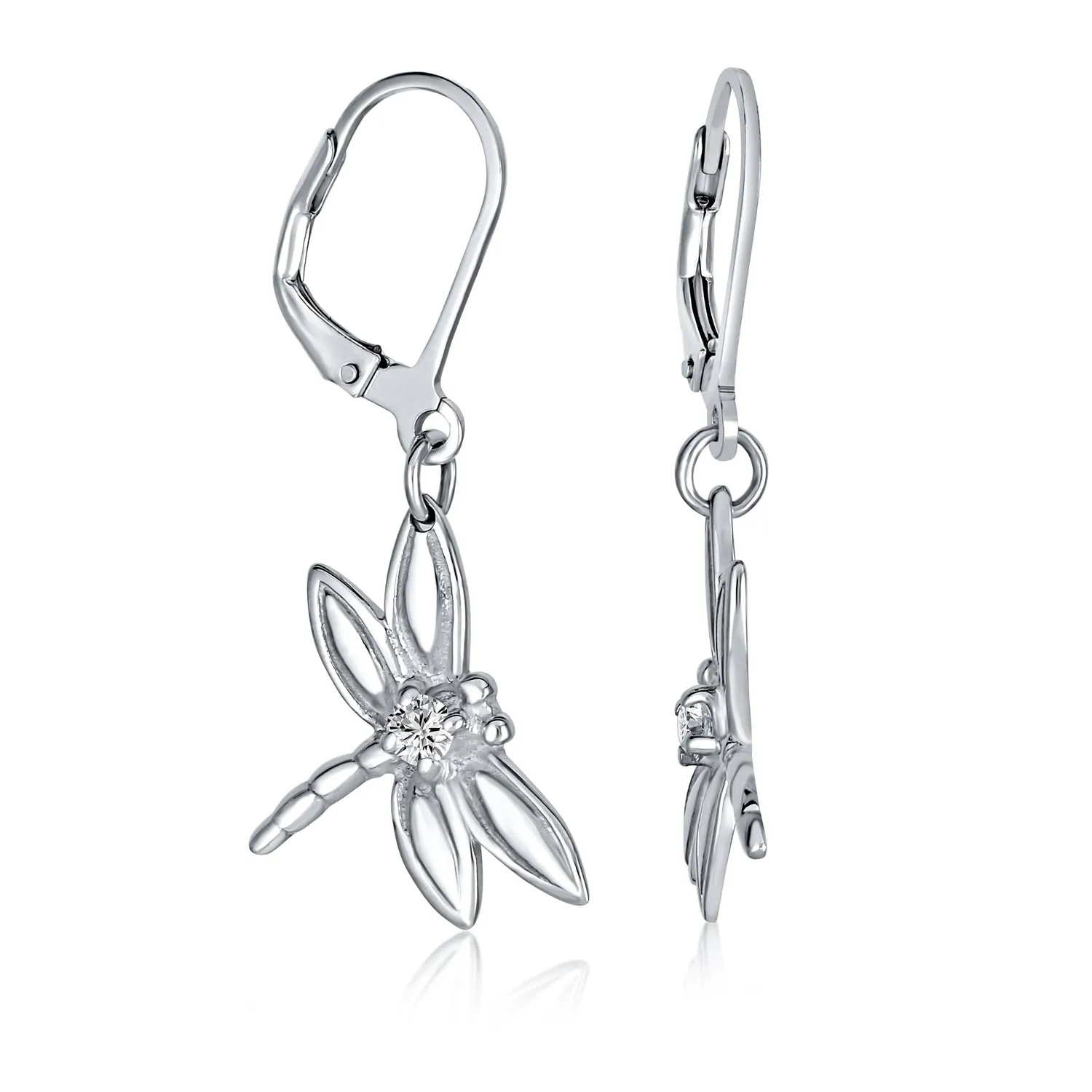 Dainty Garden Insect Dangle Chandelier Earrings with Dragonfly Firefly Design