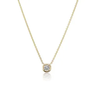 David Weisz 18k Yellow Gold Diamond Bezel Solitaire Pendant - .70ct