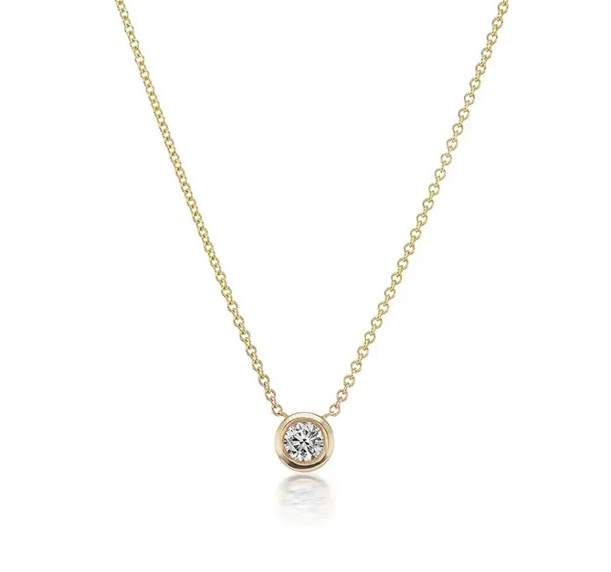 David Weisz 18k Yellow Gold Diamond Bezel Solitaire Pendant - .70ct