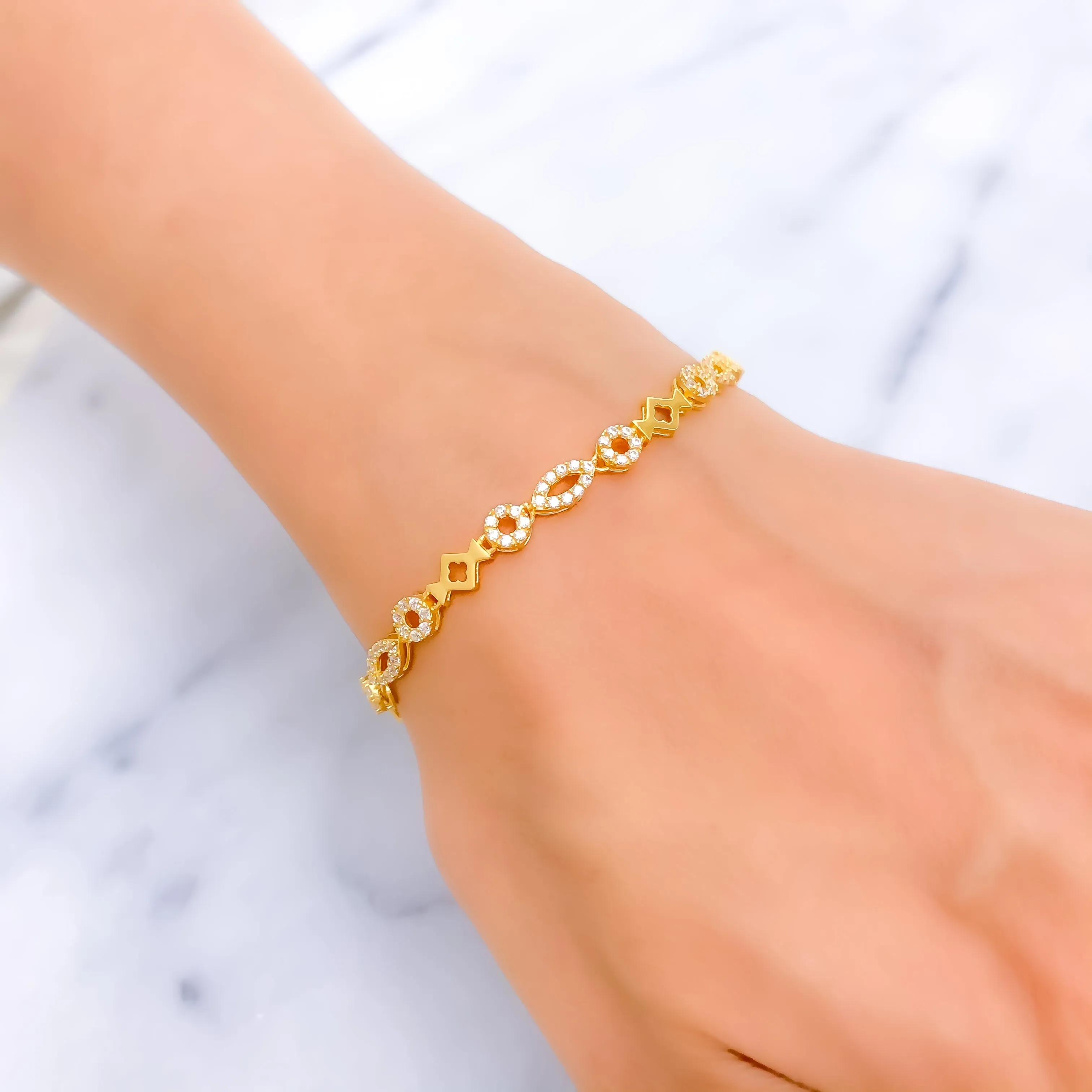 Decorative Chic 22k Gold CZ Bracelet