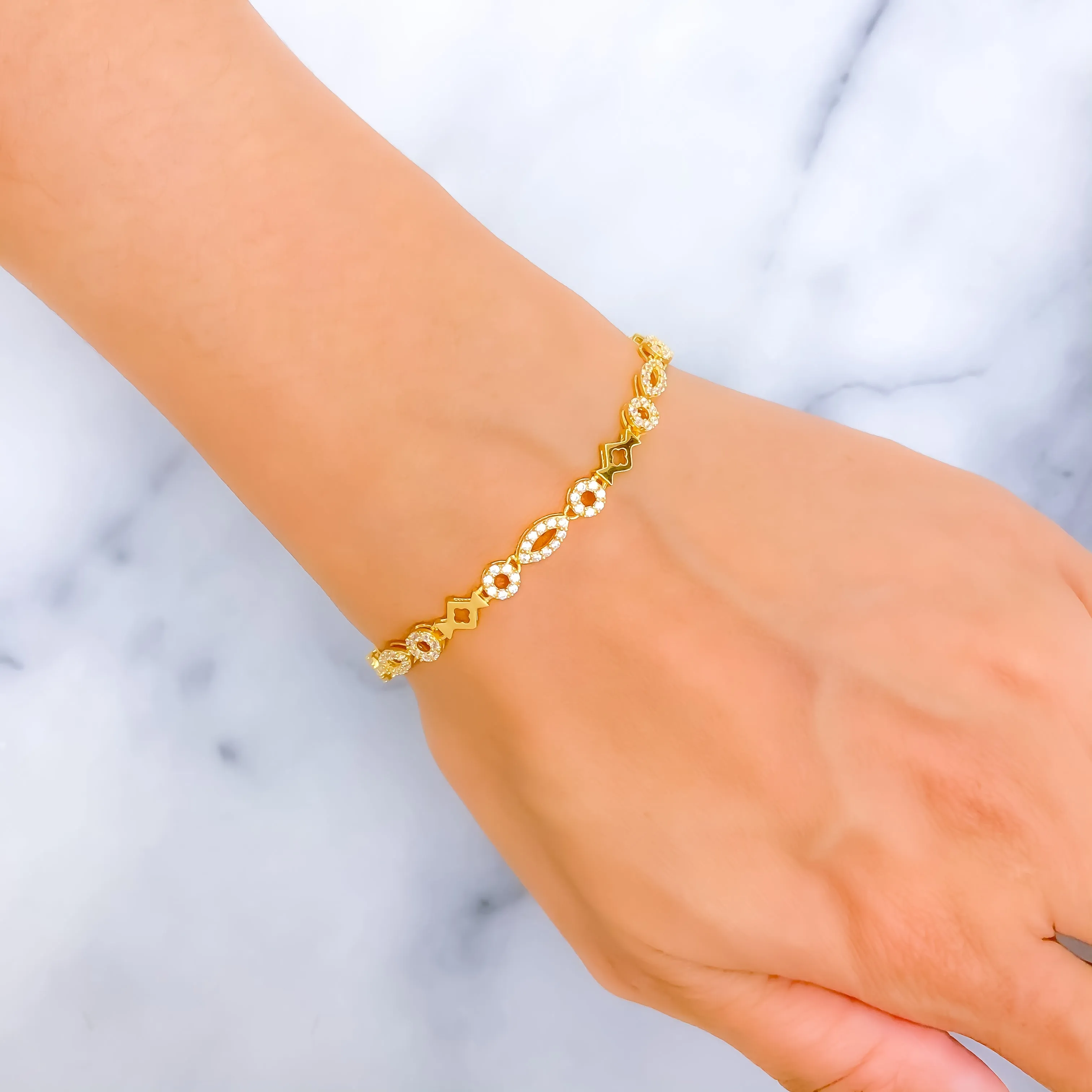 Decorative Chic 22k Gold CZ Bracelet