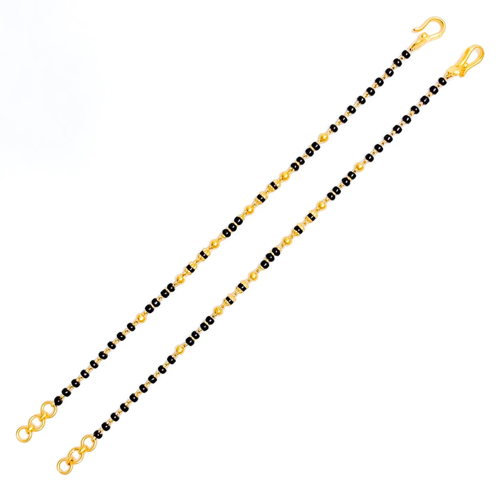 Delicate 22k Gold Black Bead Baby Bracelet Pair