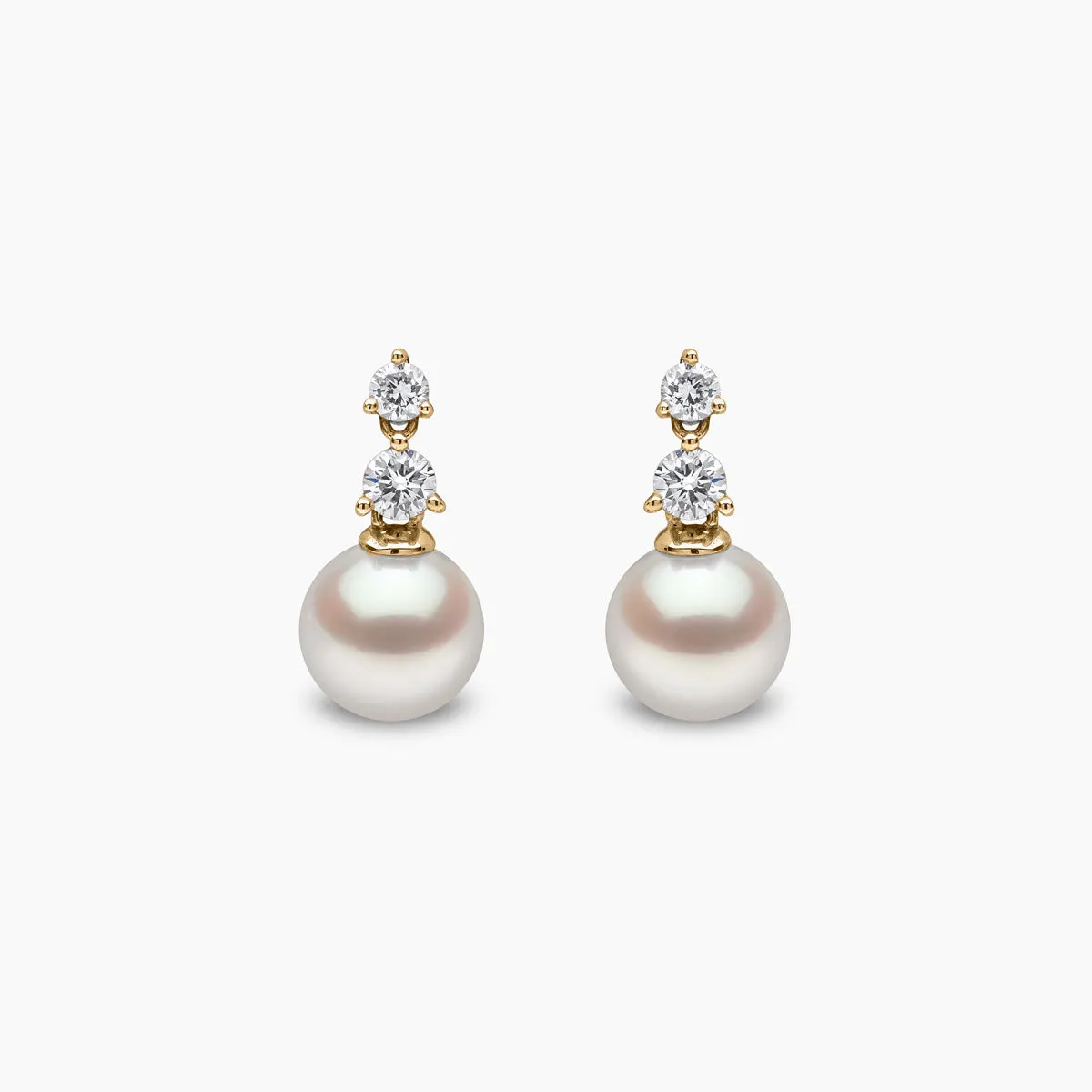 Diamond Classic 18K Gold Akoya Pearl and Diamond Earrings