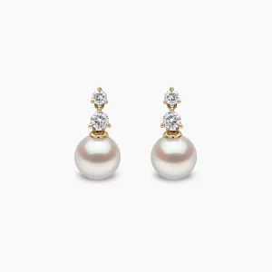 Diamond Classic 18K Gold Akoya Pearl and Diamond Earrings