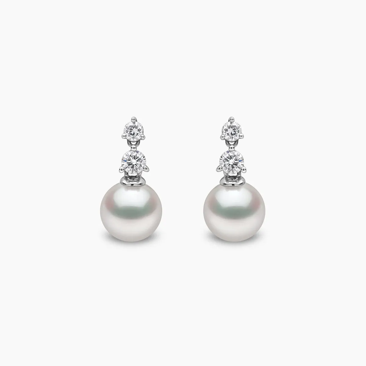 Diamond Classic 18K Gold Akoya Pearl and Diamond Earrings
