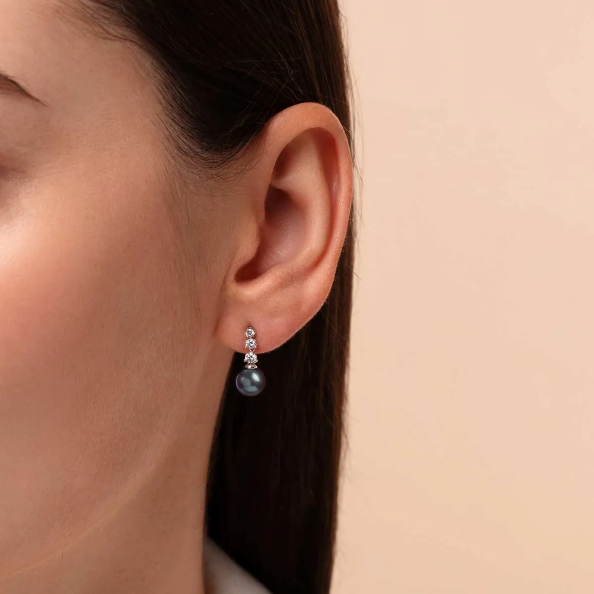 Diamond Classic 18K Gold Akoya Pearl Diamond Drop Earrings
