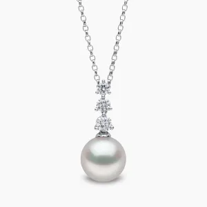 Diamond Classic 18K Gold Pearl Triple Diamond Pendant
