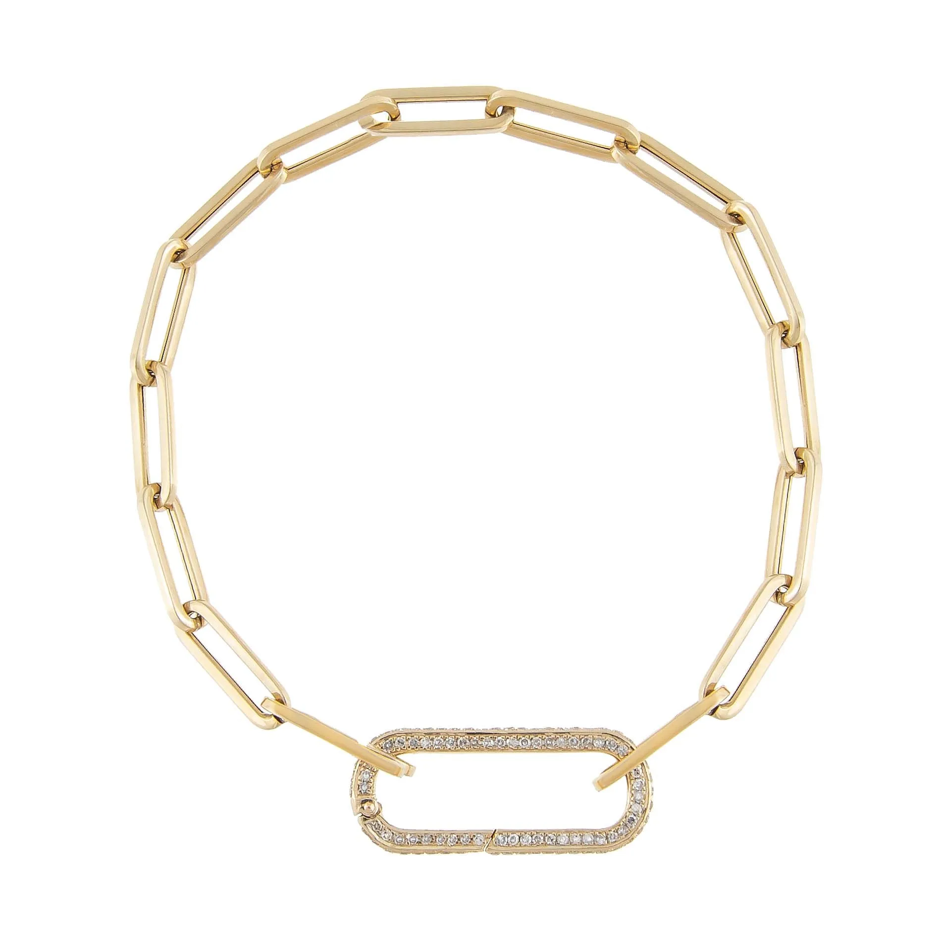 Diamond Elongated Paperclip Bracelet 14K