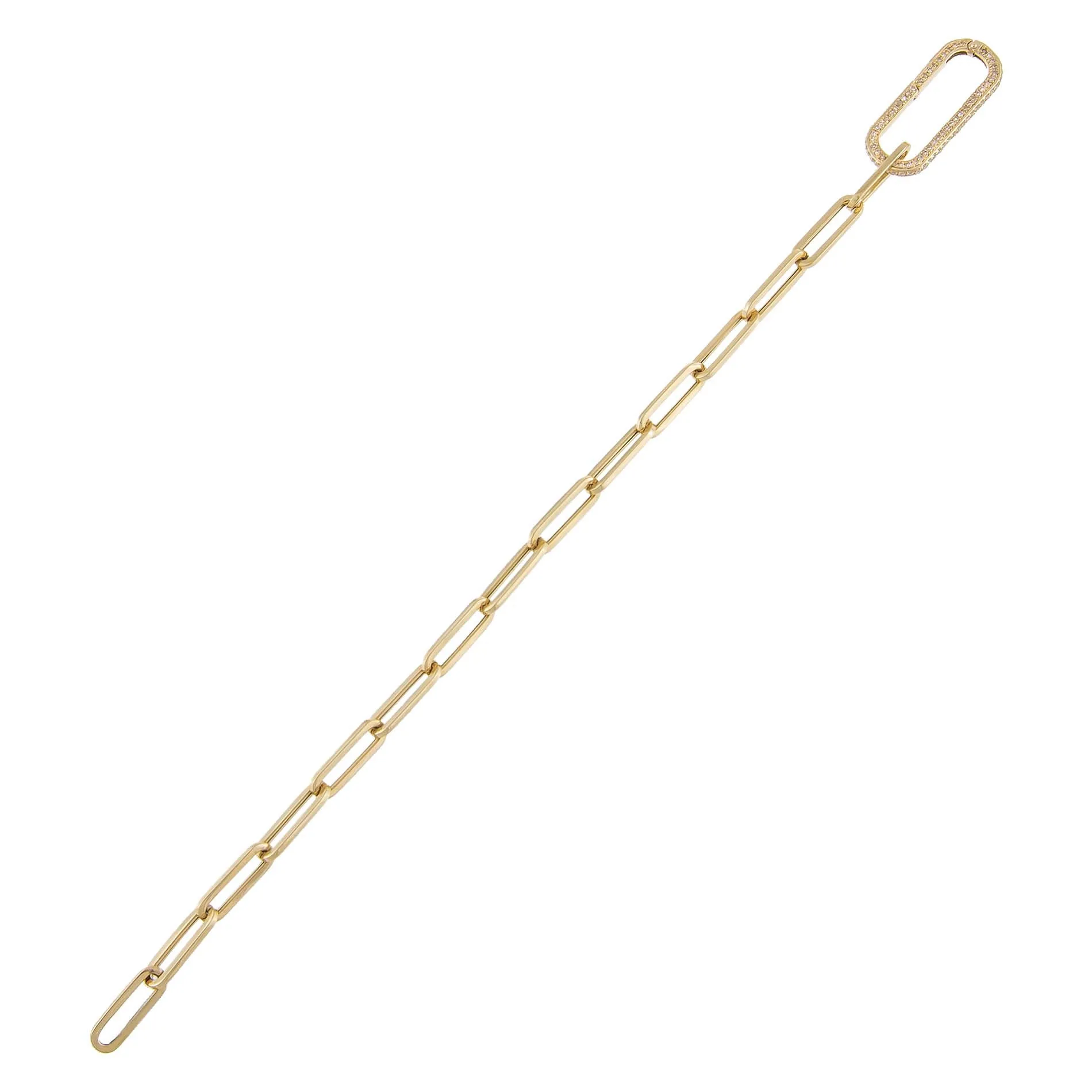 Diamond Elongated Paperclip Bracelet 14K