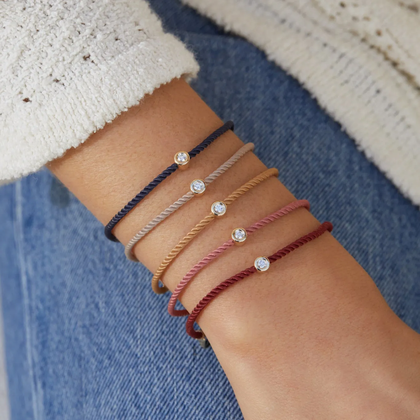 Diamond Pillow Cord Bracelet In Honey