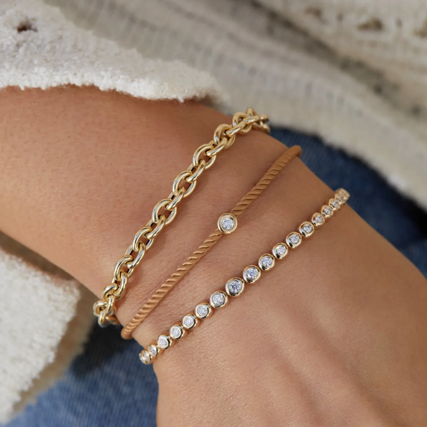 Diamond Pillow Cord Bracelet In Honey
