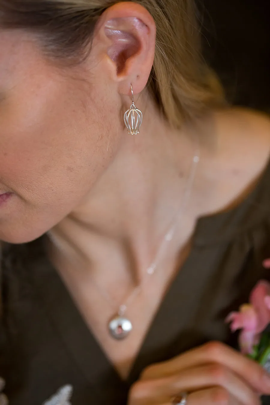Doily Drop Earrings - Silver