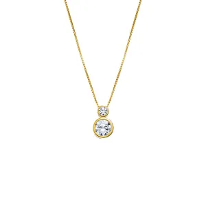 Double Graduated CZ Bezel Pendant Necklace
