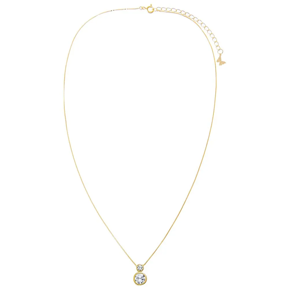 Double Graduated CZ Bezel Pendant Necklace
