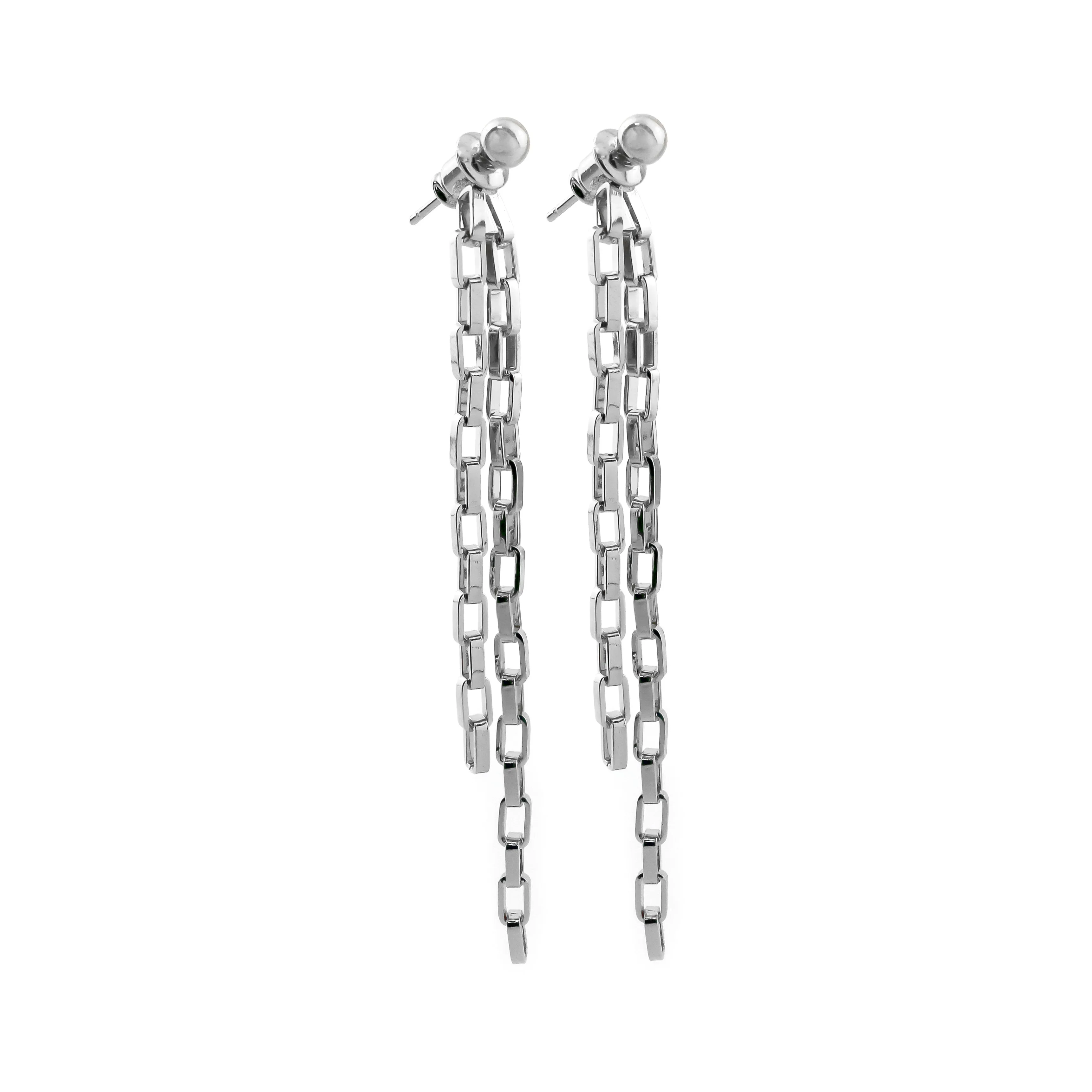 Double Squared Silver Earring