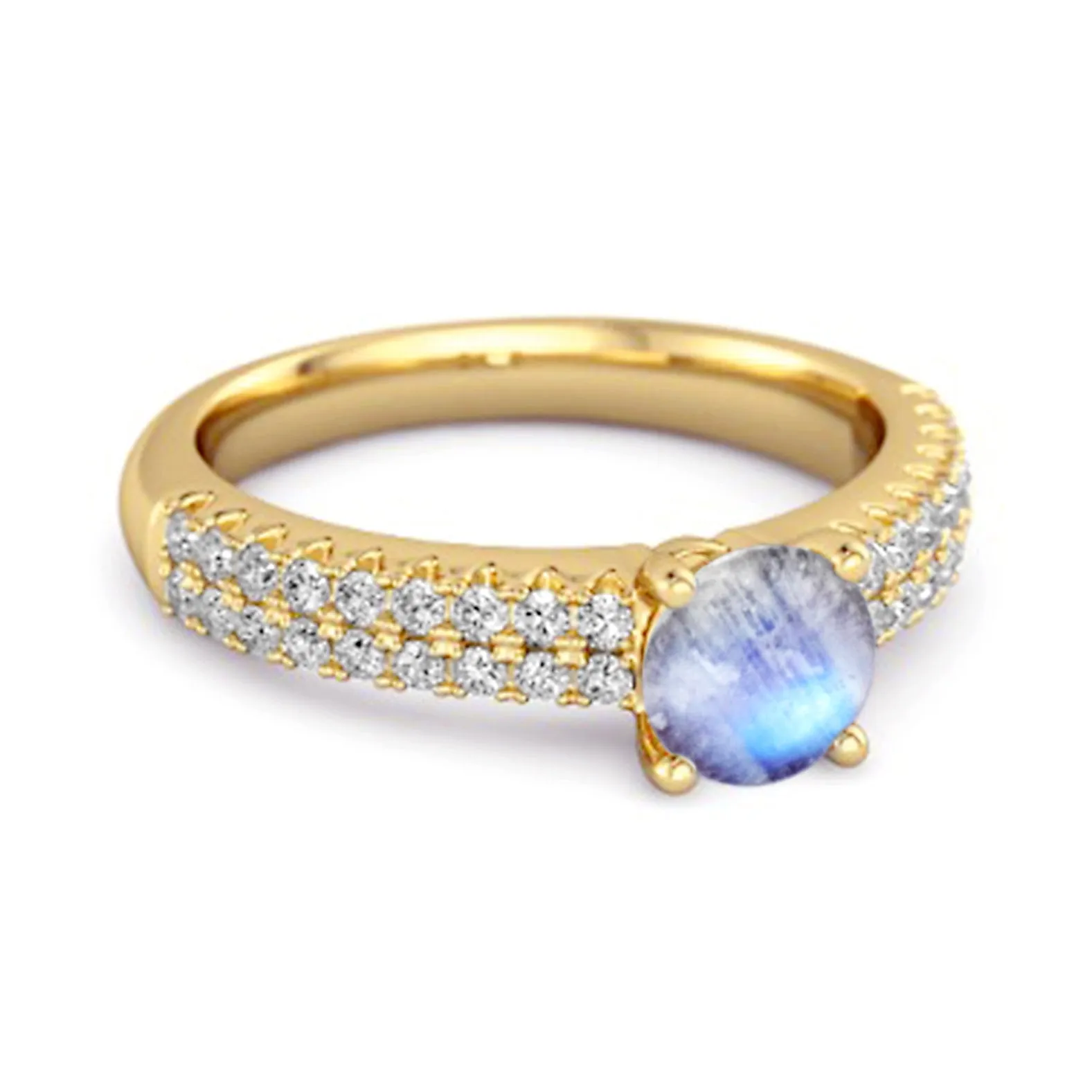Dual Band 0.10 Ctw Moonstone 925 Sterling Silver Stacking Ring