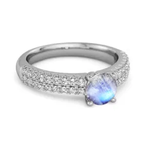 Dual Band 0.10 Ctw Moonstone 925 Sterling Silver Stacking Ring