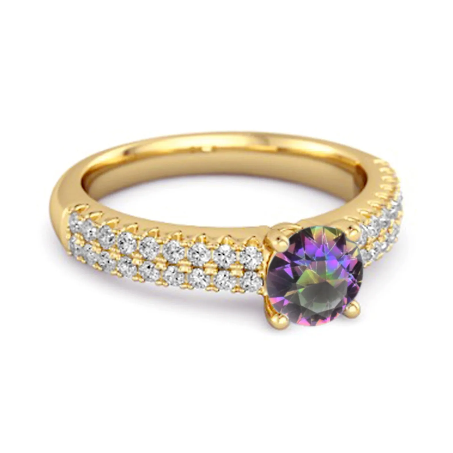 Dual Band 0.10 Ctw Mystic Topaz 925 Sterling Silver Stacking Ring