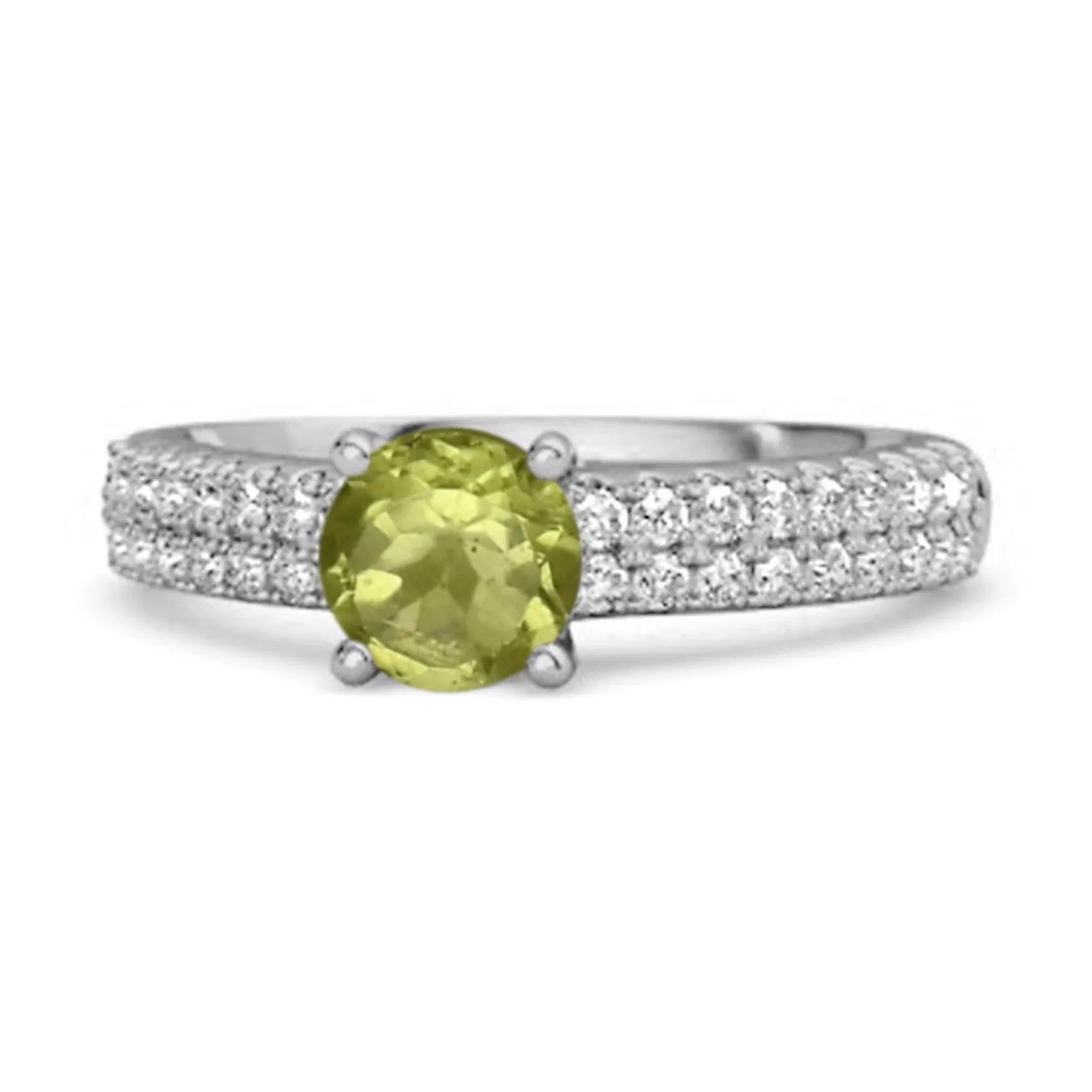 Dual Band 0.10 Ctw Peridot 925 Sterling Silver Stacking Ring
