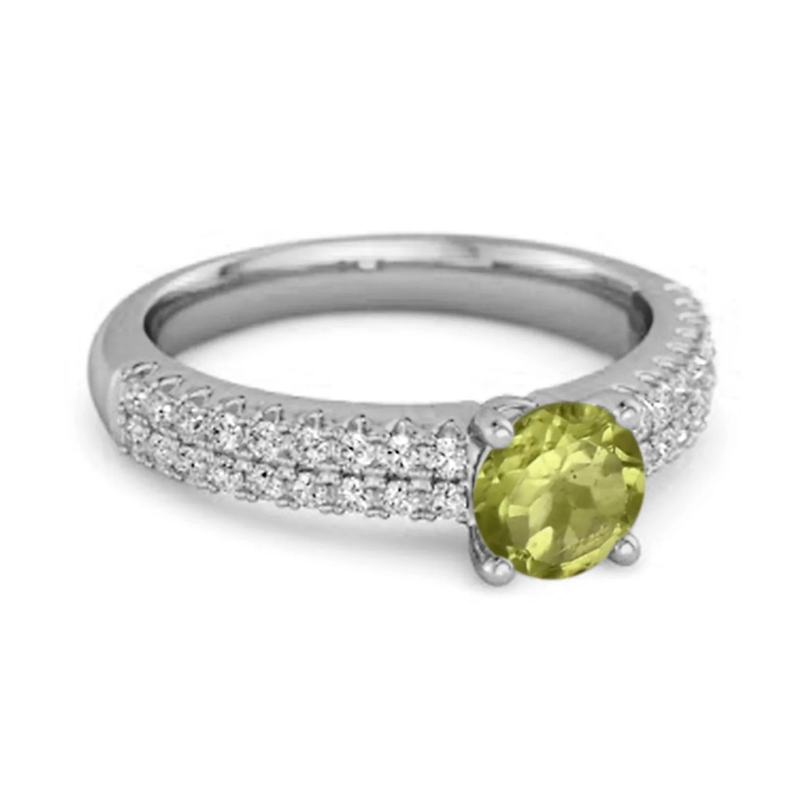 Dual Band 0.10 Ctw Peridot 925 Sterling Silver Stacking Ring