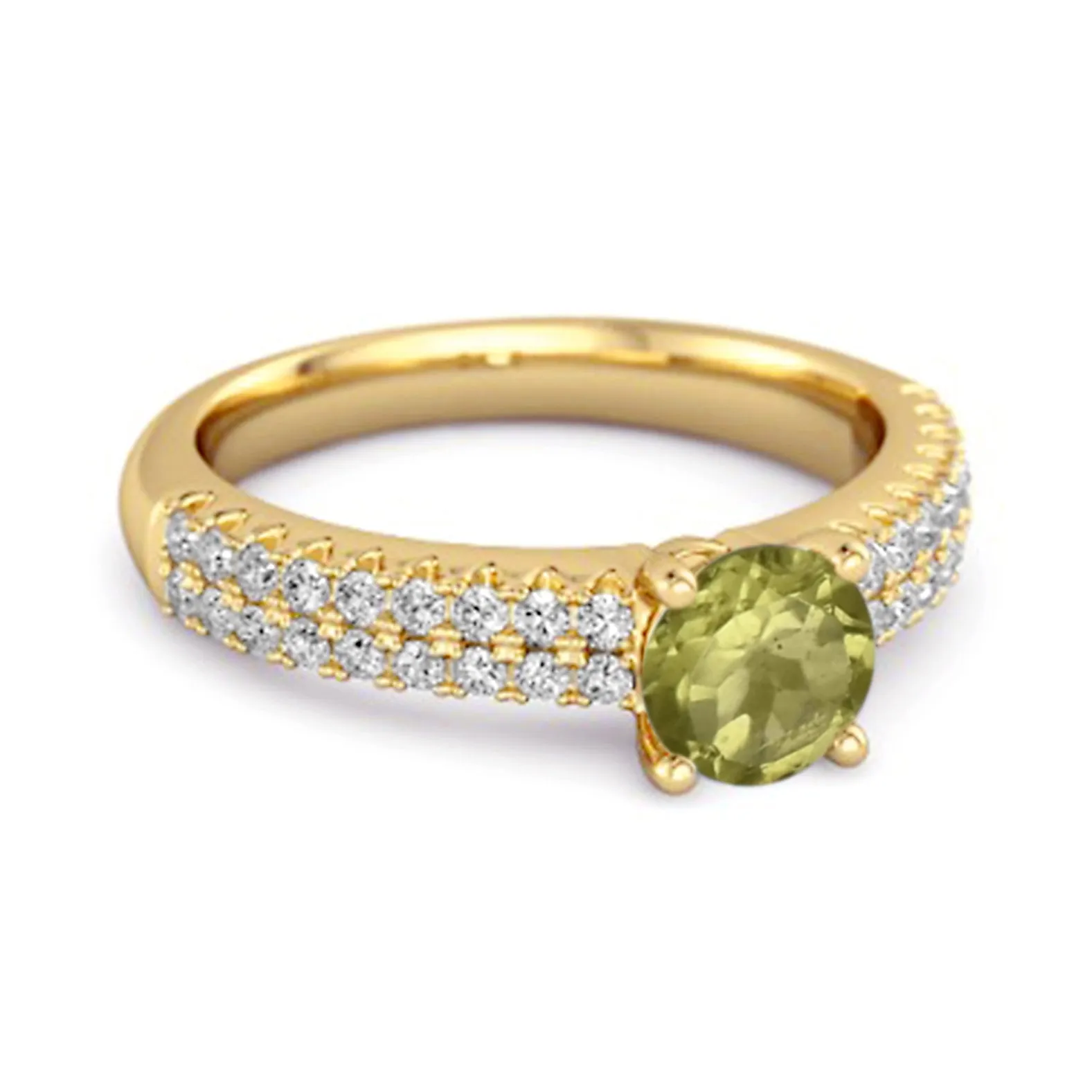 Dual Band 0.10 Ctw Peridot 925 Sterling Silver Stacking Ring