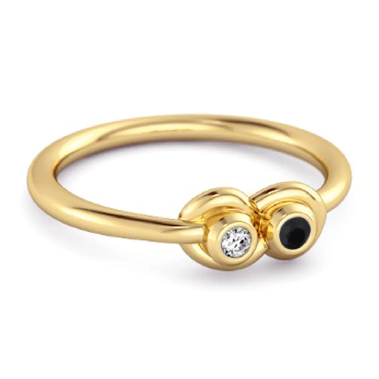 Dual Stone 0.10 Cts Black Spinel 925 Sterling Silver Infinity Lovers Ring