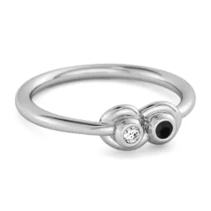 Dual Stone 0.10 Cts Black Spinel 925 Sterling Silver Infinity Lovers Ring