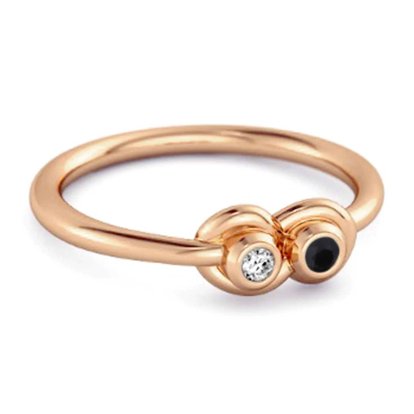 Dual Stone 0.10 Cts Black Spinel 925 Sterling Silver Infinity Lovers Ring