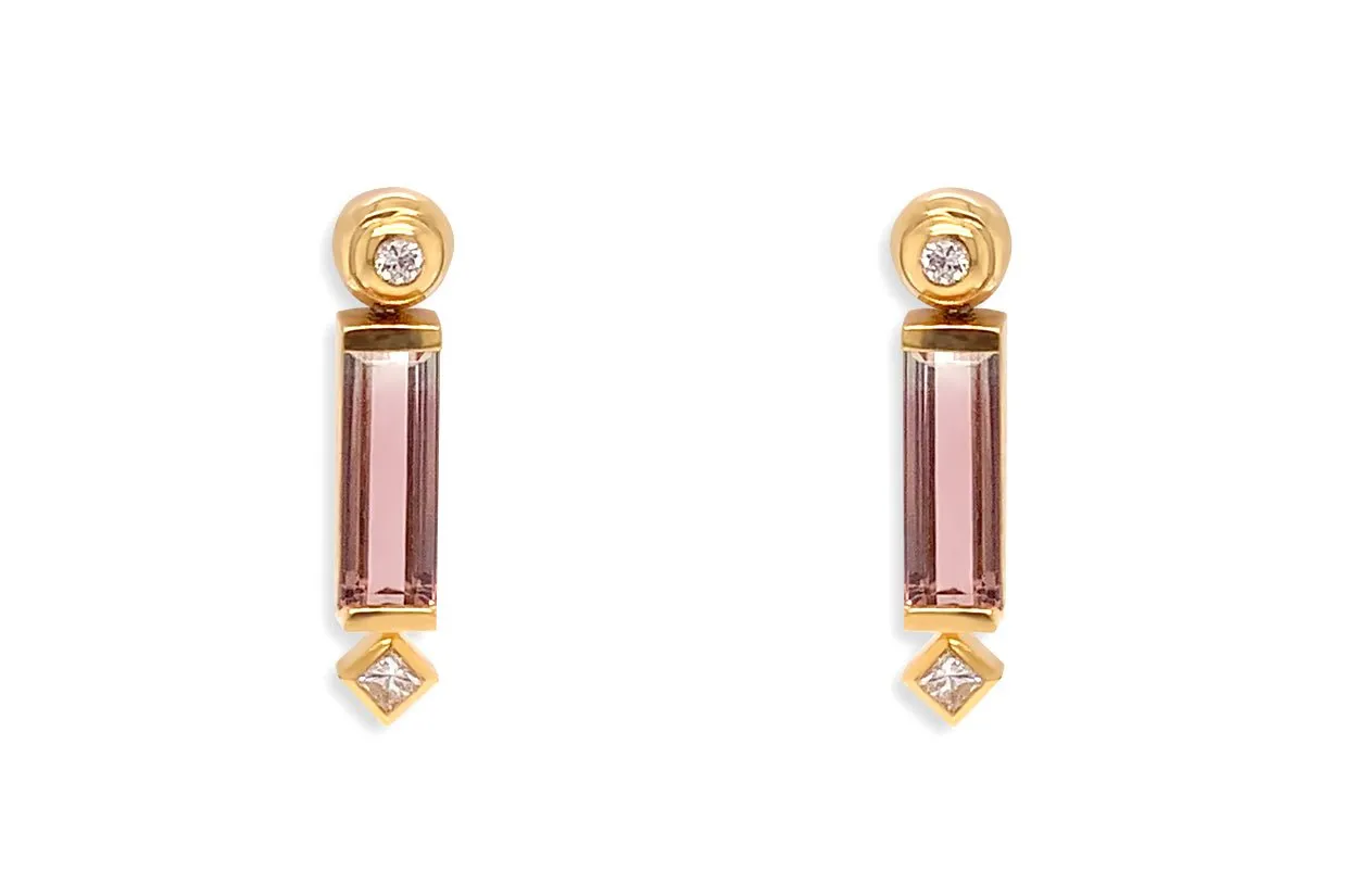 Earrings Bicolor Tourmaline & Diamonds