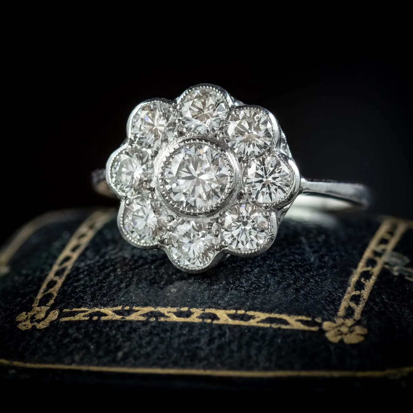 Edwardian Style Diamond Cluster Daisy Ring 1.80ct Diamond