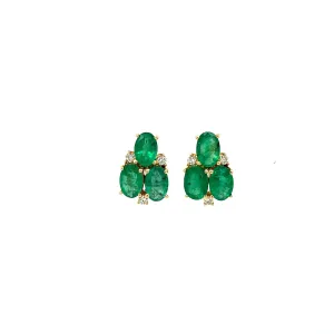 Emerald and Diamond Earring in 14K Yellow Gold - KGT 33573