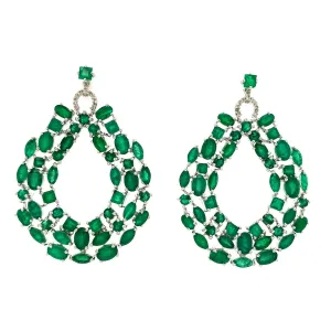 Emerald Earring in .925 Sterling Silver - KST 58339